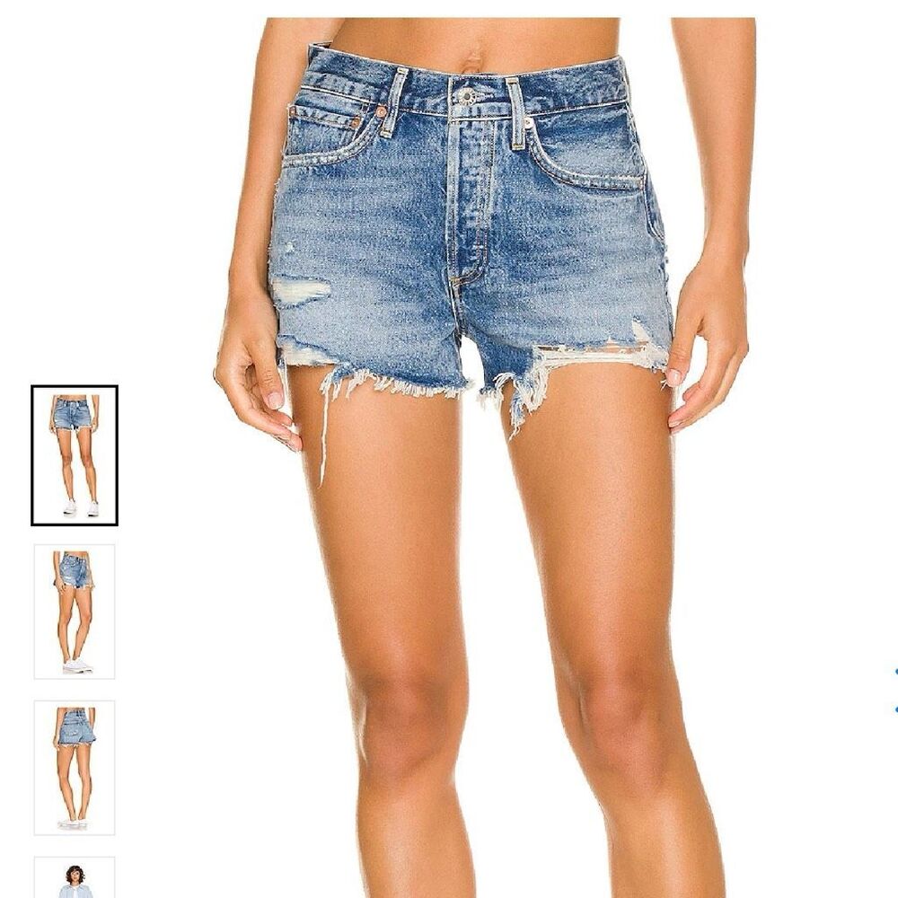 Agolde Parker cut off denim‎ ripped shorts Size  27 clutch blue